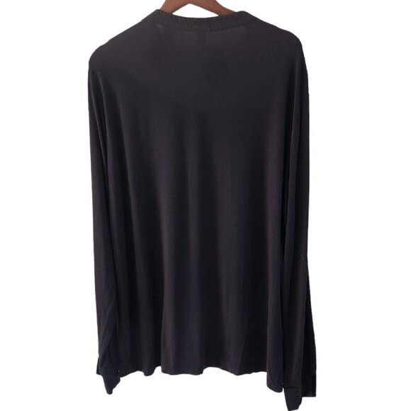 Eberjey Black Long Top Sleep Shirt Pajama 1/4 Button Front Women Size L - Picture 6 of 7